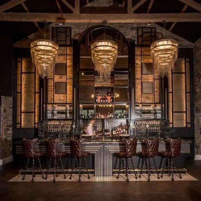 A busy hotel restaurant and bar
